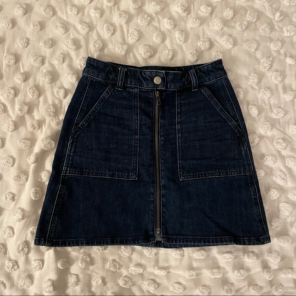 Madewell Dark wash denim zipper mini skirt